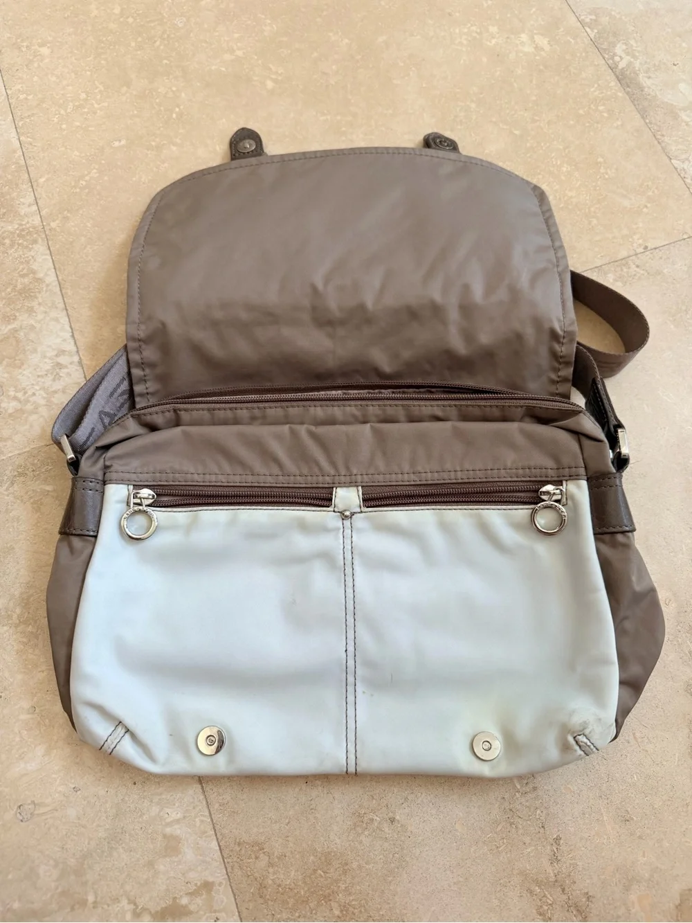 Blue and Taupe Messenger Bag